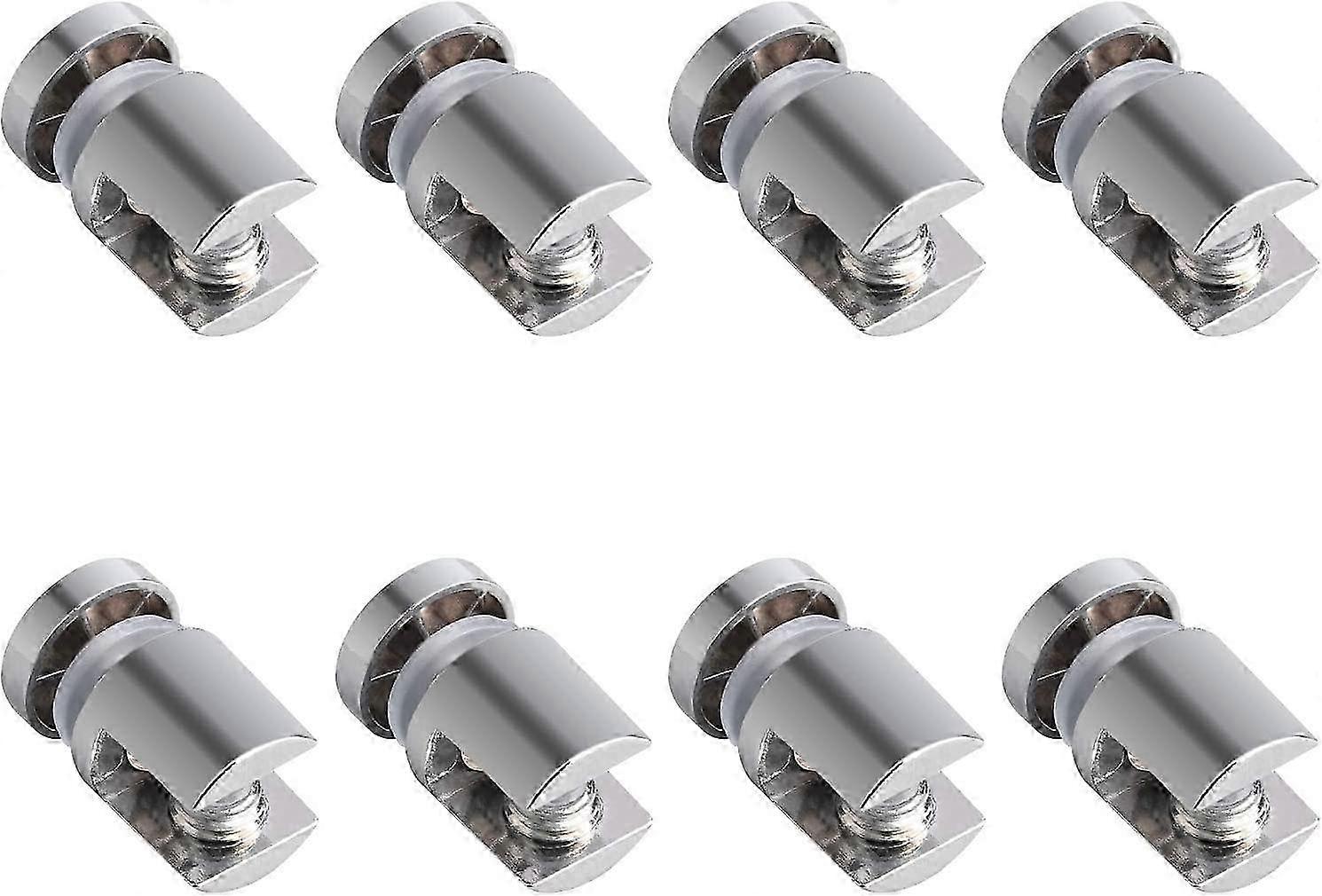 8Pcs Polished Chrome Glass Shelf Bracket with Adjustable Clamp Holder