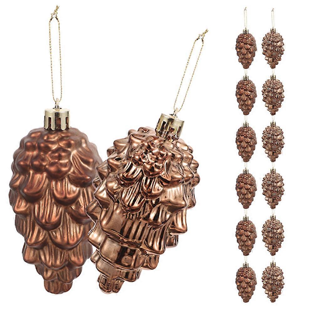 Holiday Tree Pine Cone Ornaments Plastic Decorations 16Pcs Hanging Set