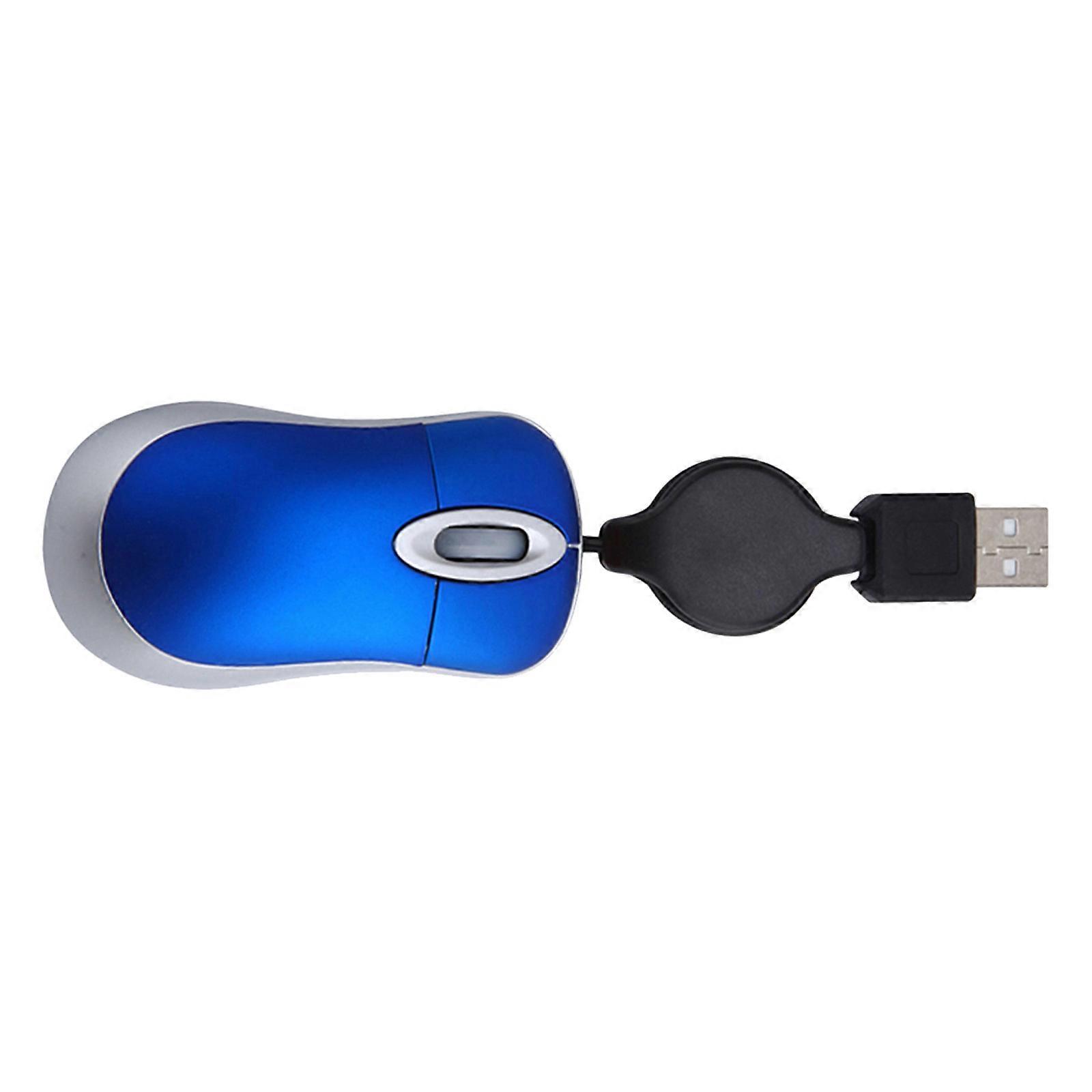 Creative USB Wired Mouse Mini Telescopic Computer Notebook Portable Mouse Blue
