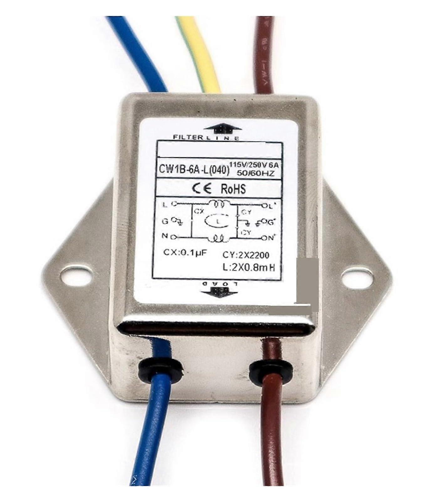 CW1B6AL 10A SinglePhase AC Power Line Filter for EMI Noise Reduction and Stable Filtering