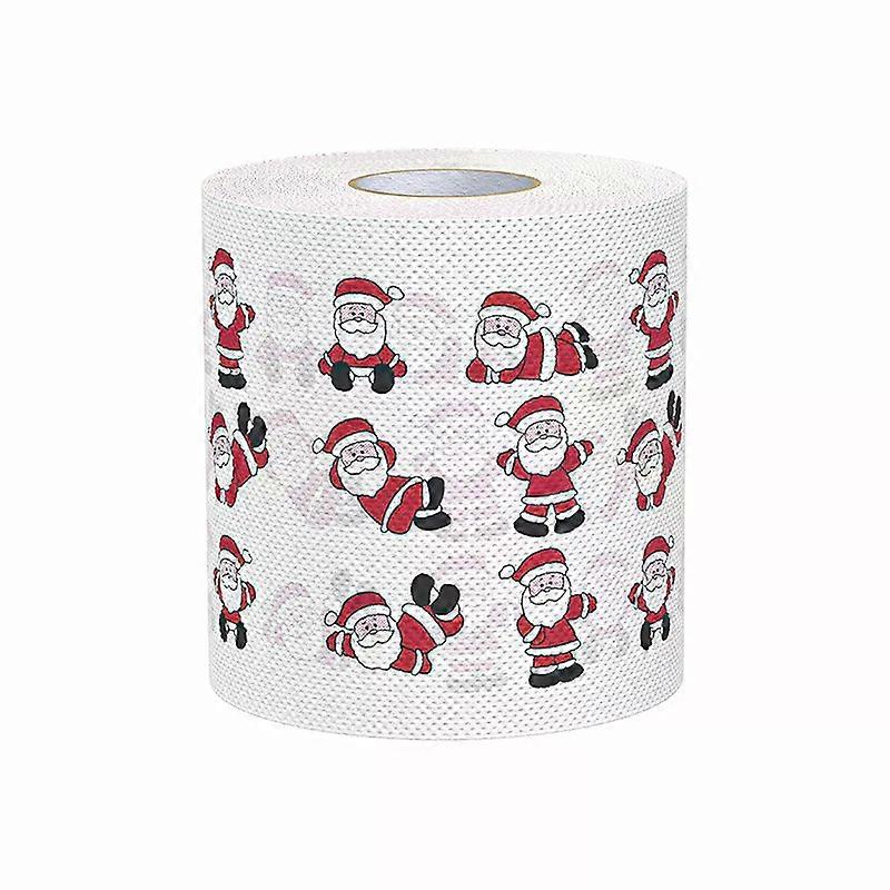 1 Roll Festive Christmas Toilet Paper - Santa & Holiday Design, Disposable Napkins for Bathroom, Ideal for Christmas Dinner