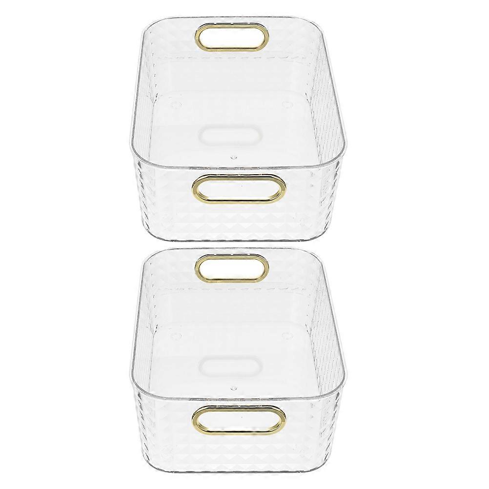 Rectangle Storage Container Vanity Desk Organizer for Dormitory Use Gold Trim Multipurpose Storage 2Pcs