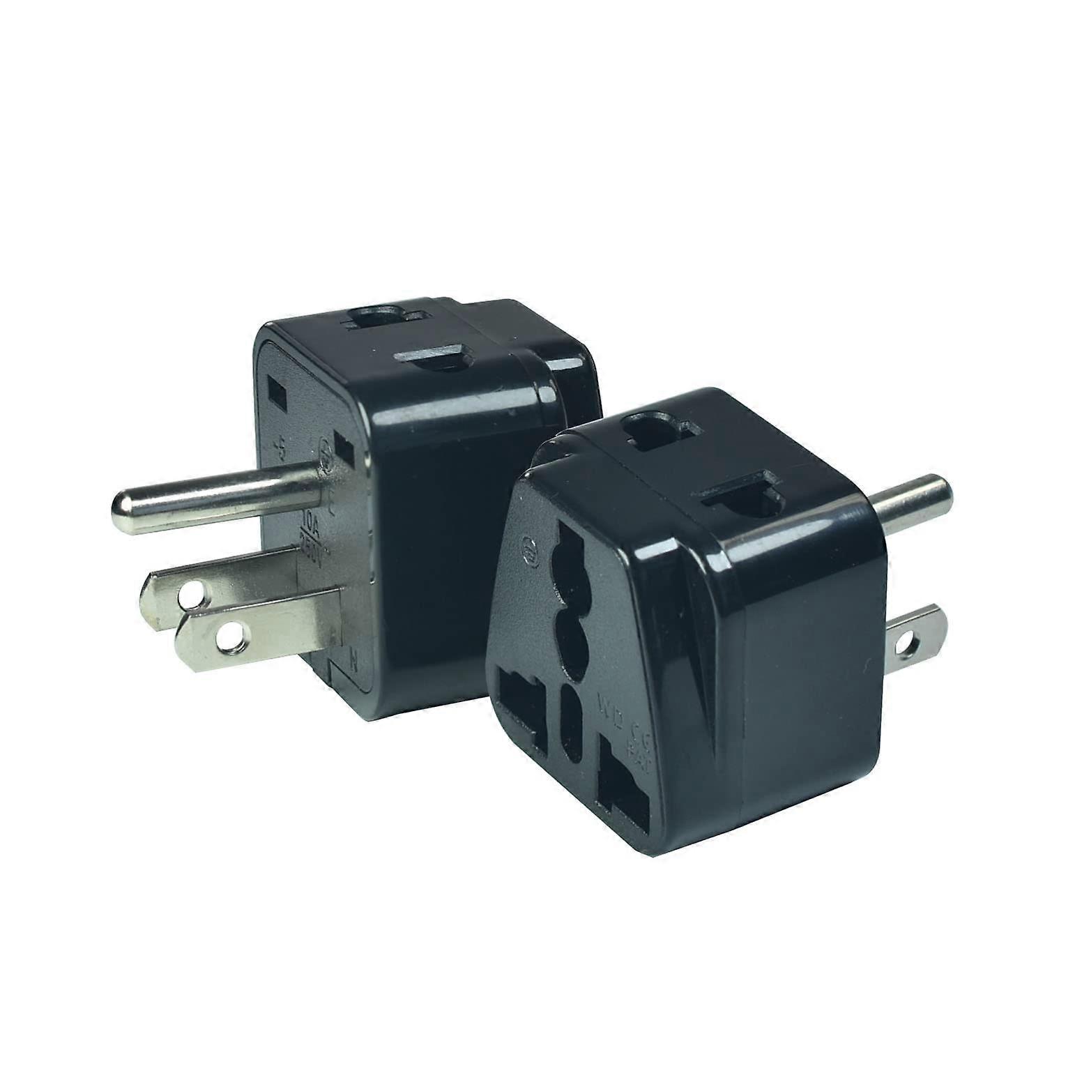 2 in 1 Grounded US Plug Adapter, European to US Travel Power Converter, Universal Socket Pack of 2