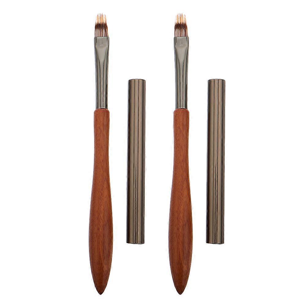 Nail Brush Pens Nail Gradient Brush for Manicure Tool 2Pcs Brown