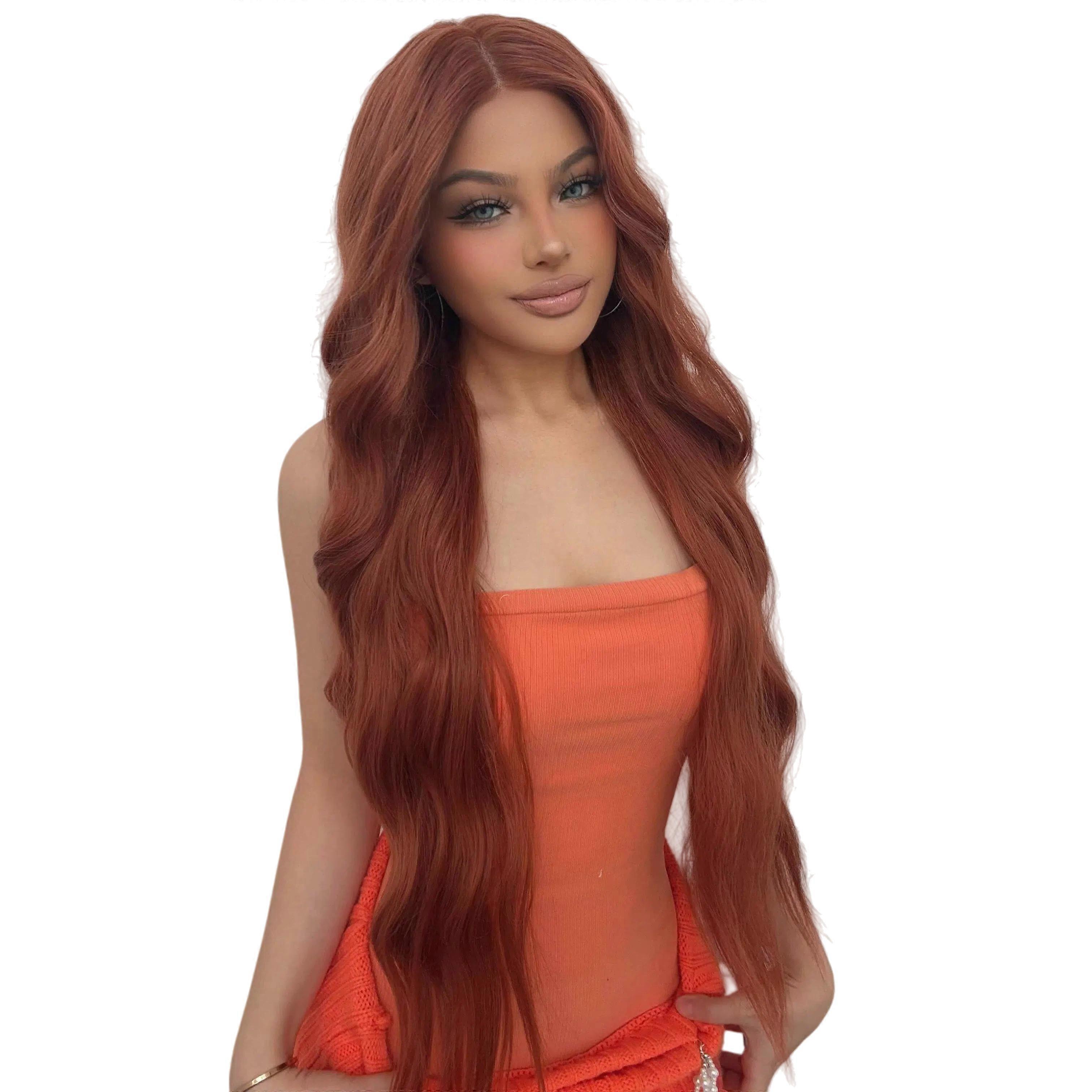 Copper Red 13x6 Lace Front Wig – Silky Wavy Curls Pre-Plucked Hairline & Natural Baby Hairs for Seamless Wear