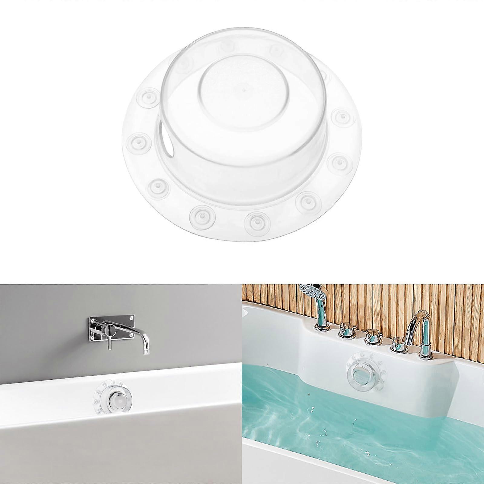 Bathtub Overflow Drain Cover and Stopper, LeakProof Adjustable Design for Deeper Soaks, 4' Clear
