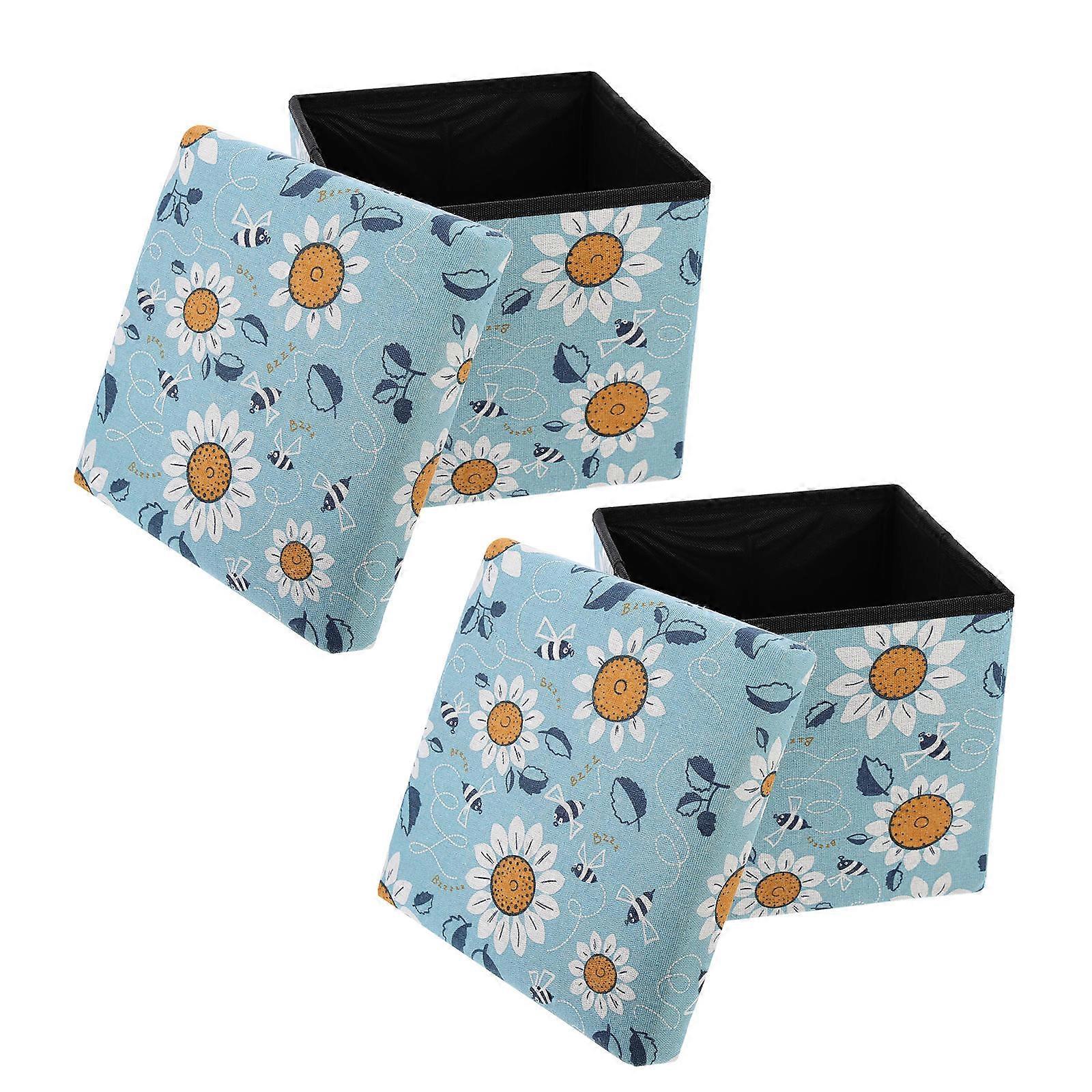 Bedroom Storage Stool with Folding Boxes for Storage Use 4Pcs