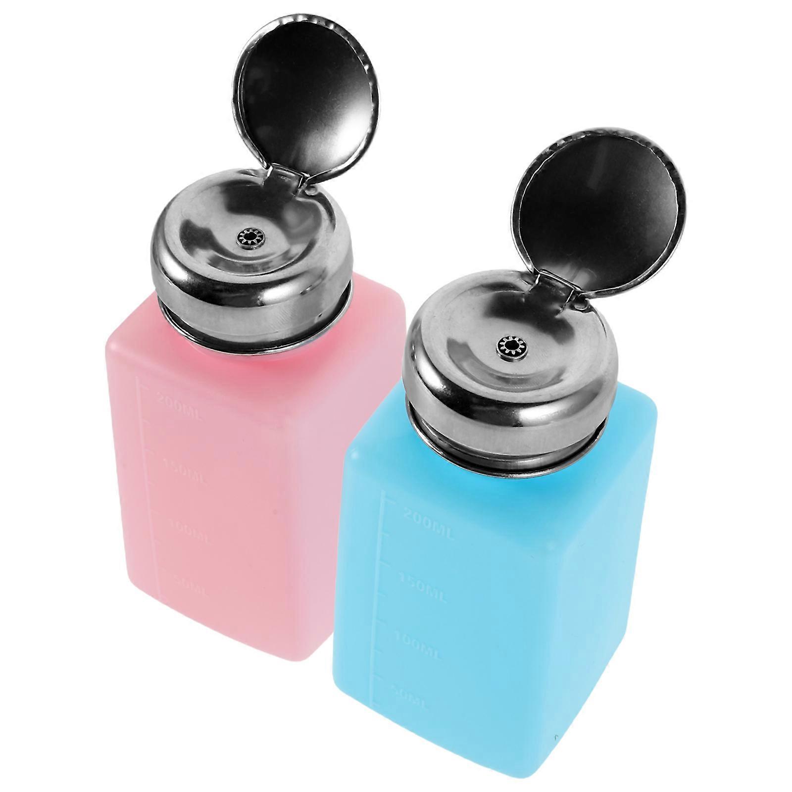 Plastic Press Type Alcohol Dispenser Bottle for Laboratory Use 2Pcs