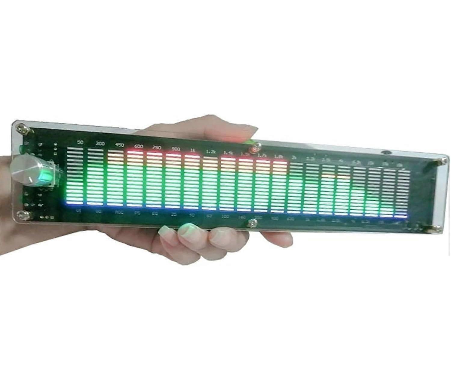 LED Music Analyzer With Clock 24Band DSP, Adjustable Brightness, Dual Power, Car And Home Audio Compatible
