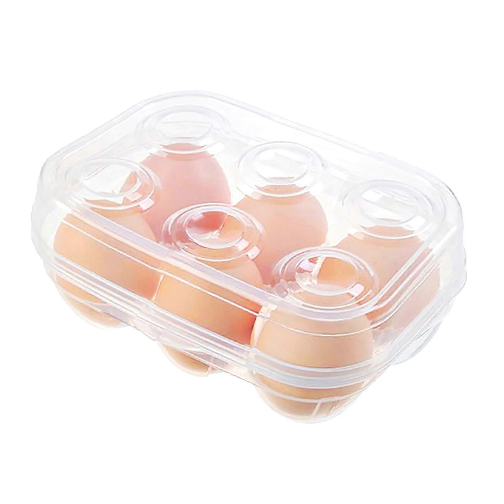 Clear BPA Egg Storage Box with Secure Locking Lid, 6 Grids Egg Holder for Fridge and Travel