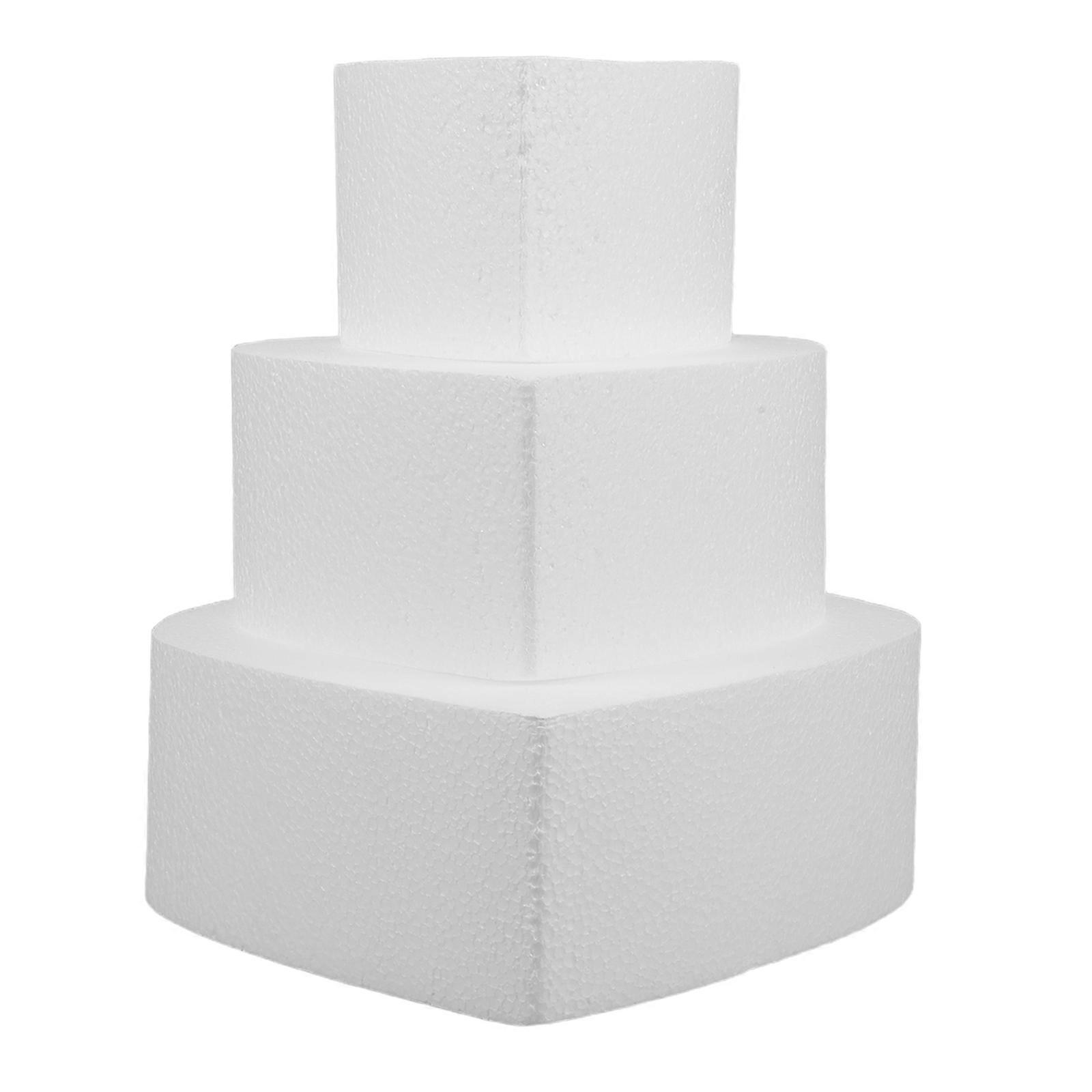 White Foam Cake Dummies for Decoration 3Pcs Heart Shaped Baking Models