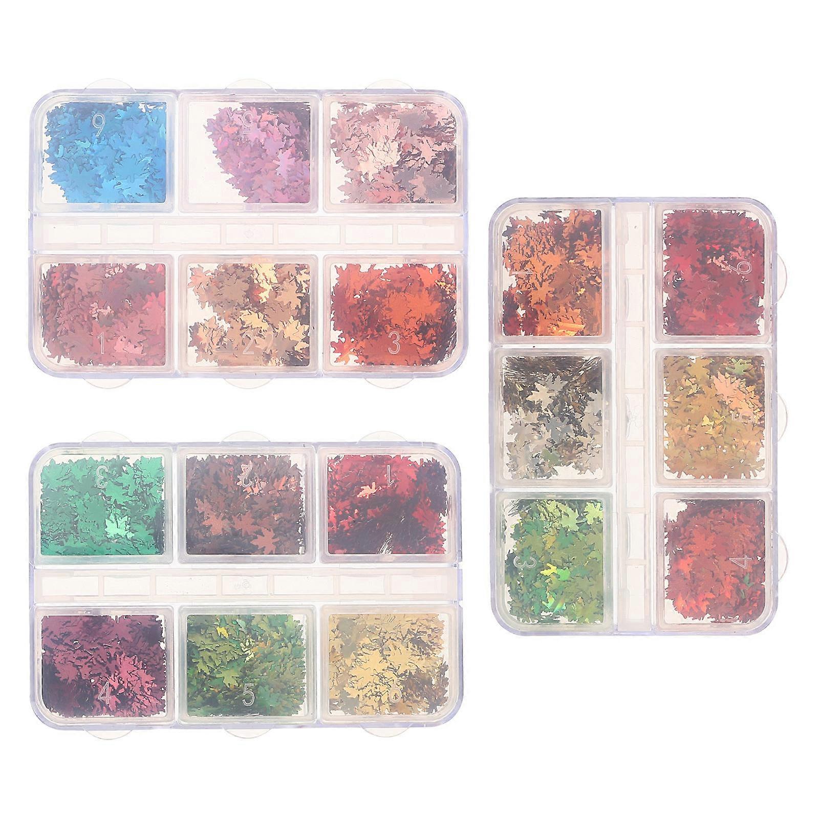 Thanksgiving Charm for Nails for Decoration 3 Boxes Nail Leaf Sequins