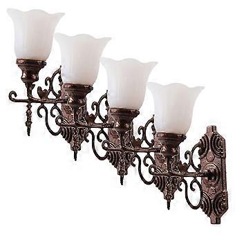 Luminária de parede em miniatura para decoração, 4 peças, dourada, em ABS, modelo de ornamento de mesa.