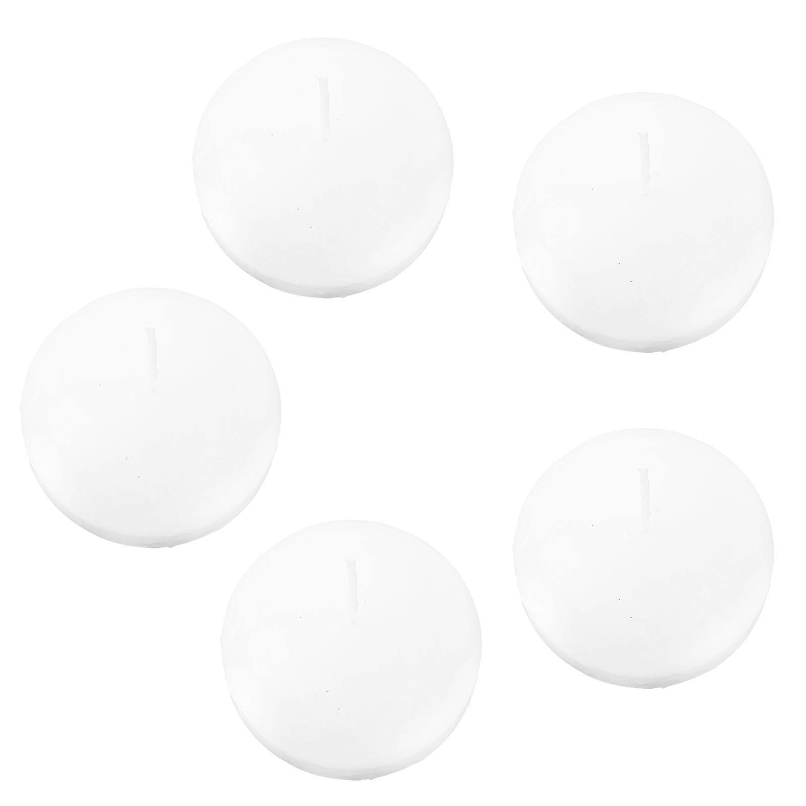 White Round Floating Candles for Wedding Party Decor 5Pcs Cylindrical Set