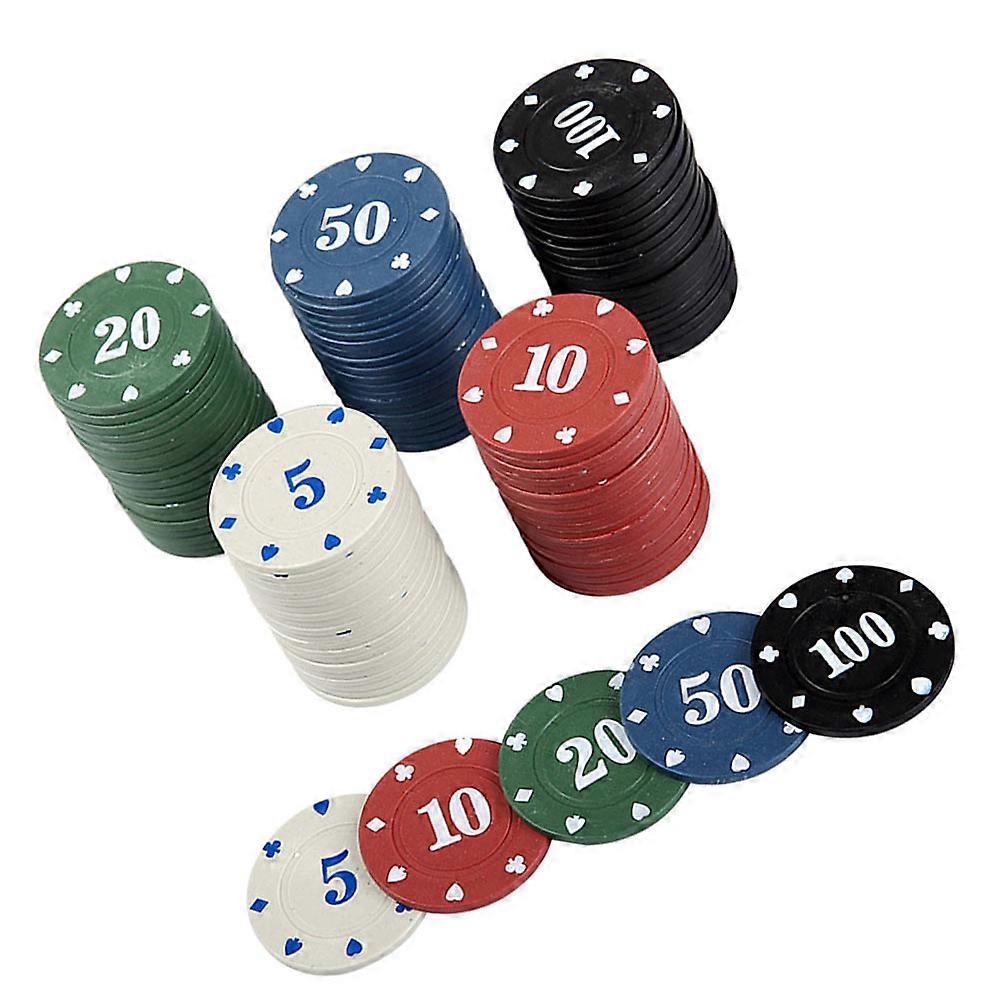 Poker Chips Plastic Game Coins for Counting and Sorting 100Pcs