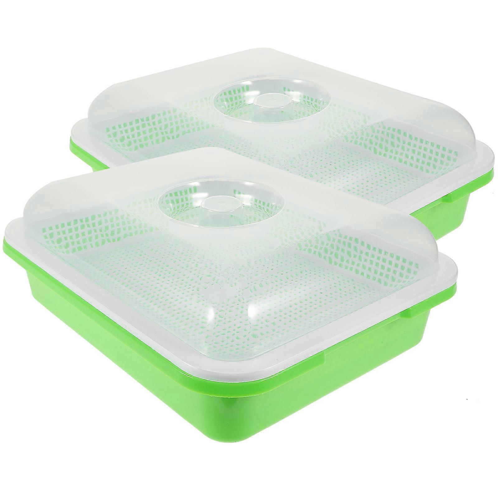 Plastic Sprout Trays Planting Tray for Sprouting Seeds 2Sets Green