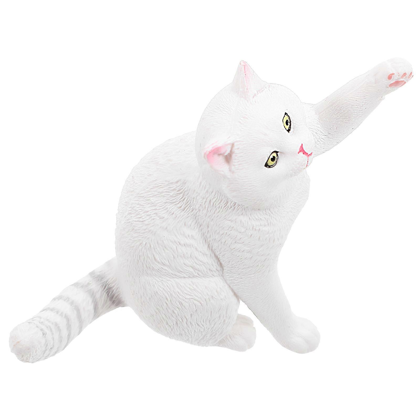 Simulation British Shorthair Cat Model for Decor White Plastic Figurine
