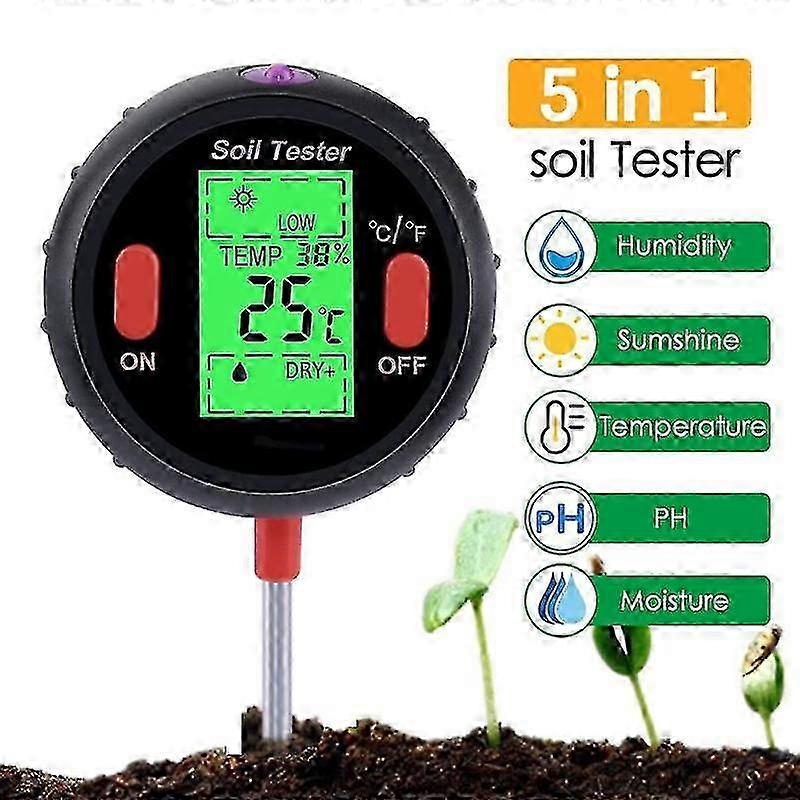 Soil Tester Multiple Function Large Screen Electronic Digital Display Soil Moisture Ph Temperature Illumination Meter 25-26