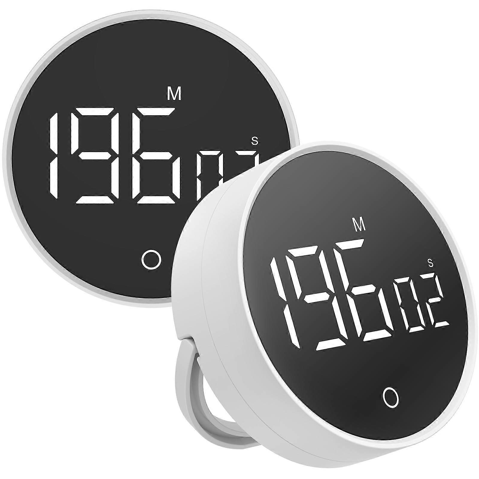Digital Kitchen Timer Magnetic 200 Min Countdown Count Up with Large Display and Folding Stand, White 2pcs
