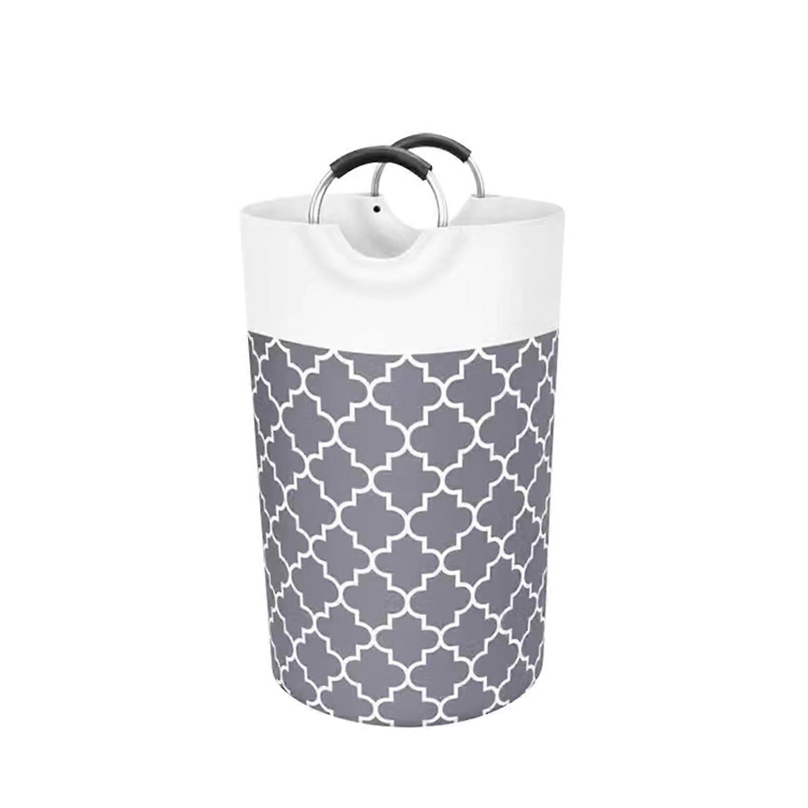 Extra Large Grey Laundry Basket with Handles, Foldable Hamper for Bathroom Dorm Storage 38x68CM