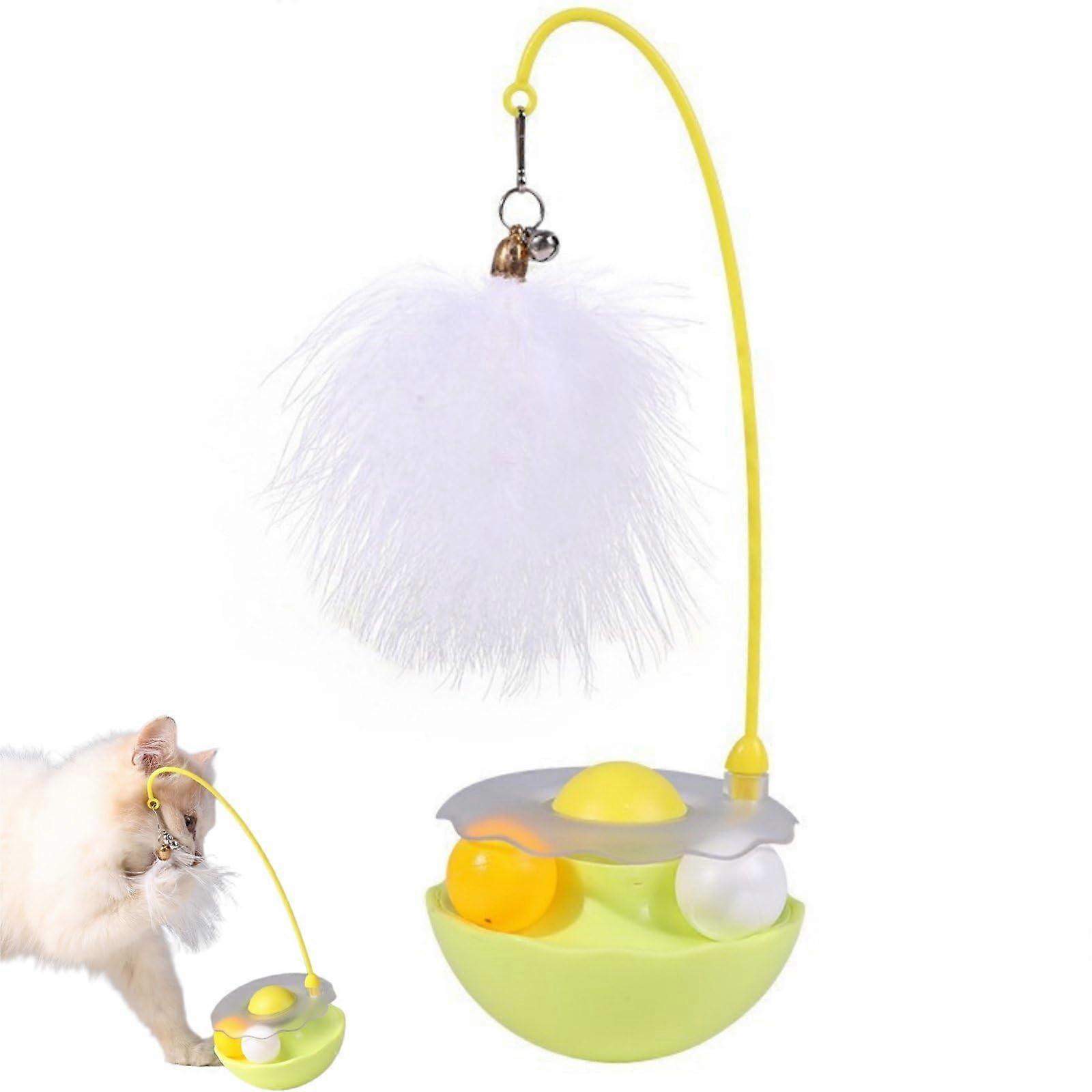Interactive Cat Toy with Automatic Feather Rotation, Track Balls and Catnip for Indoor Cats
