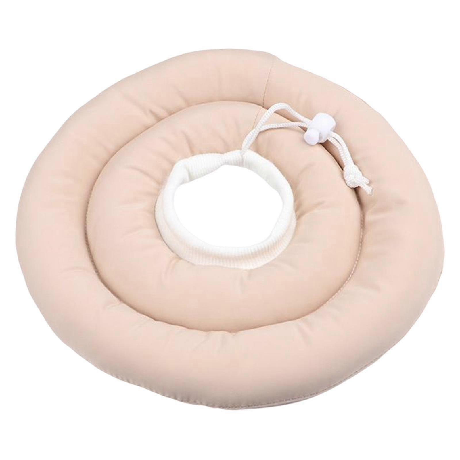 Adjustable Pet Recovery Collar Protective Neck Donut Safe Cone Beige L