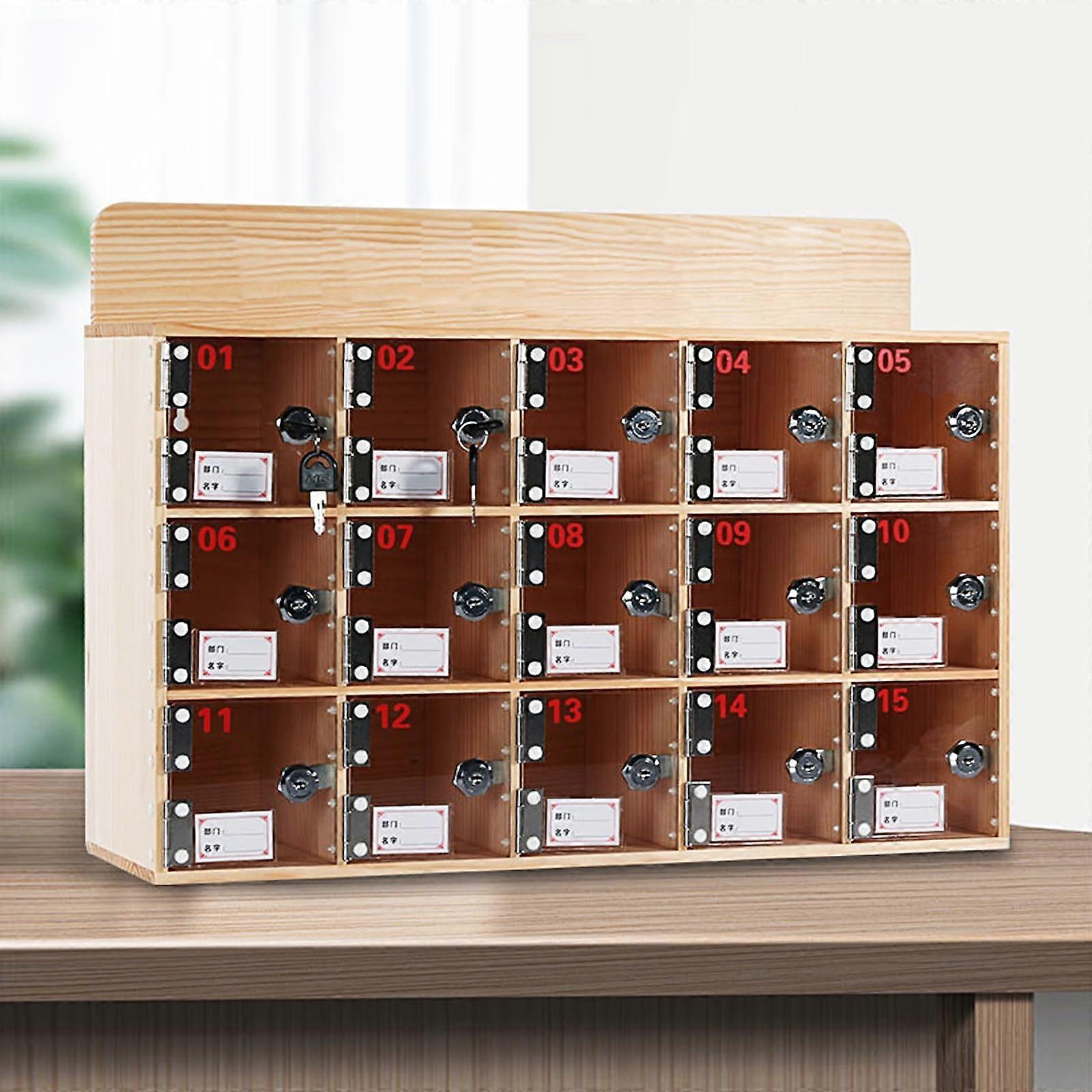 25Door Cell Phone Locker Box with Secure Locks, Numbered Doors, Durable Wood for Office Classroom