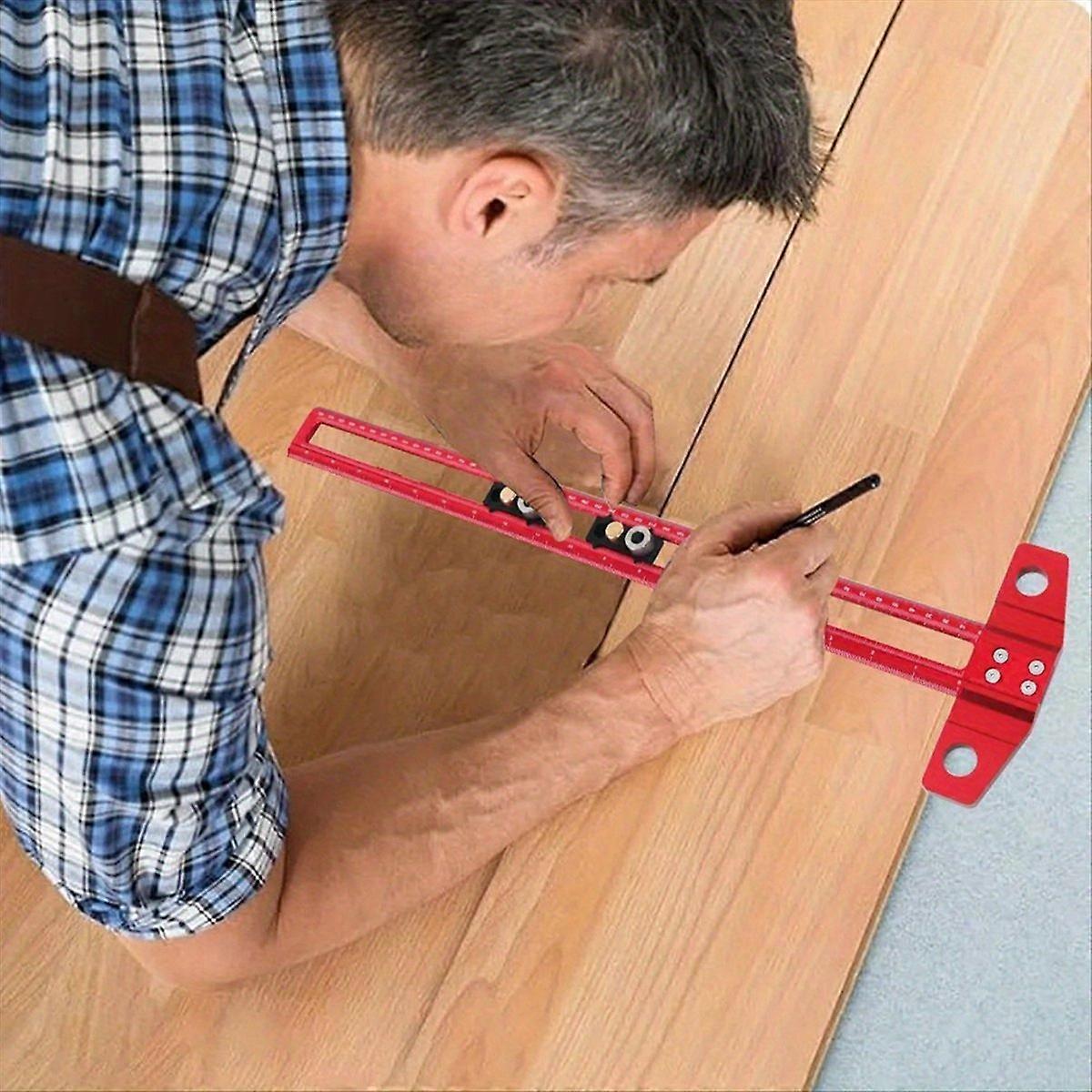 Woodworking 2-in-1 Drilling Positioning Scoring Ruler Scriber 30cm