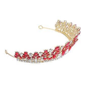 Röd strass brudkrona vintage barock tiara för bröllop
