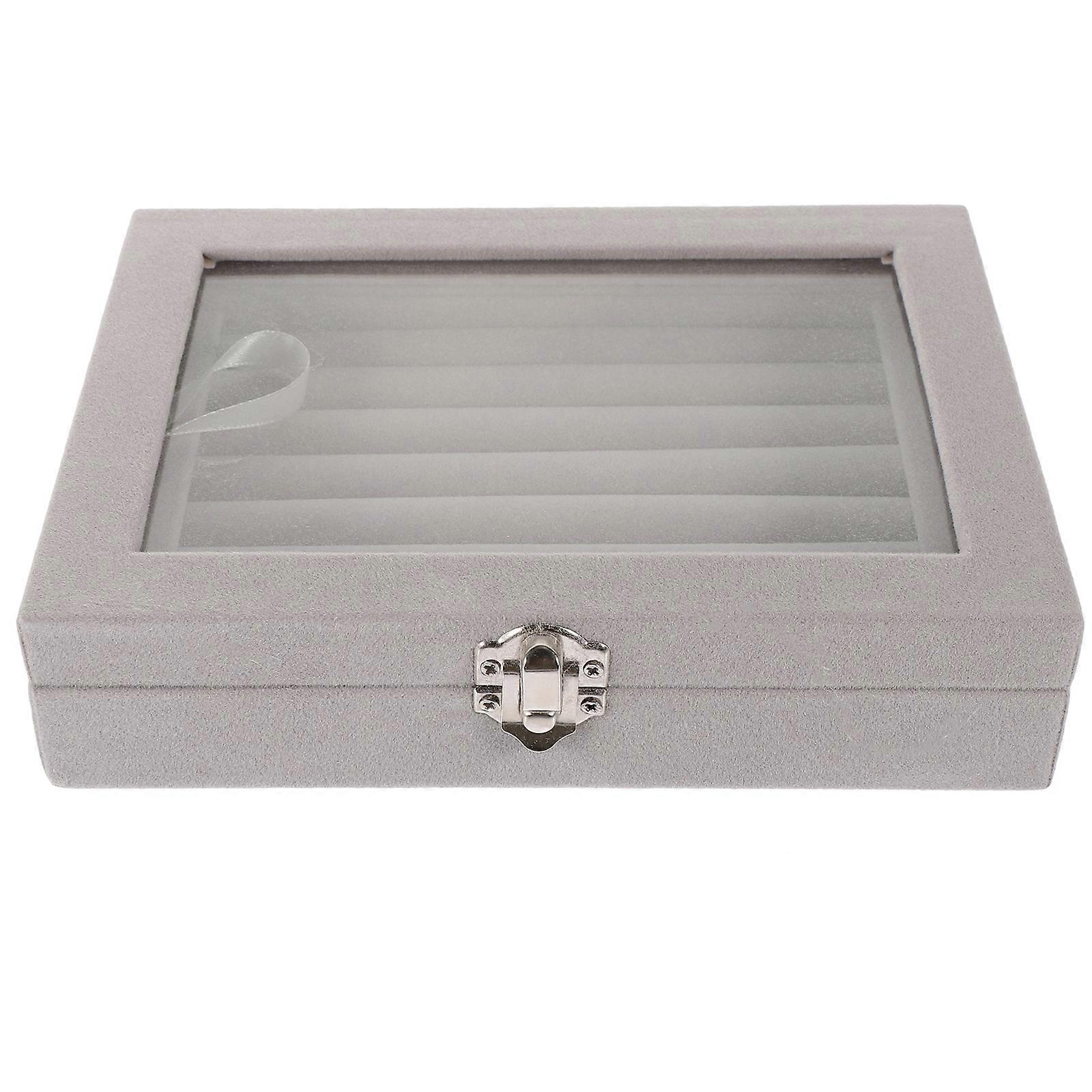 Grey Jewelry Ring Storage Box for Necklace Display Case