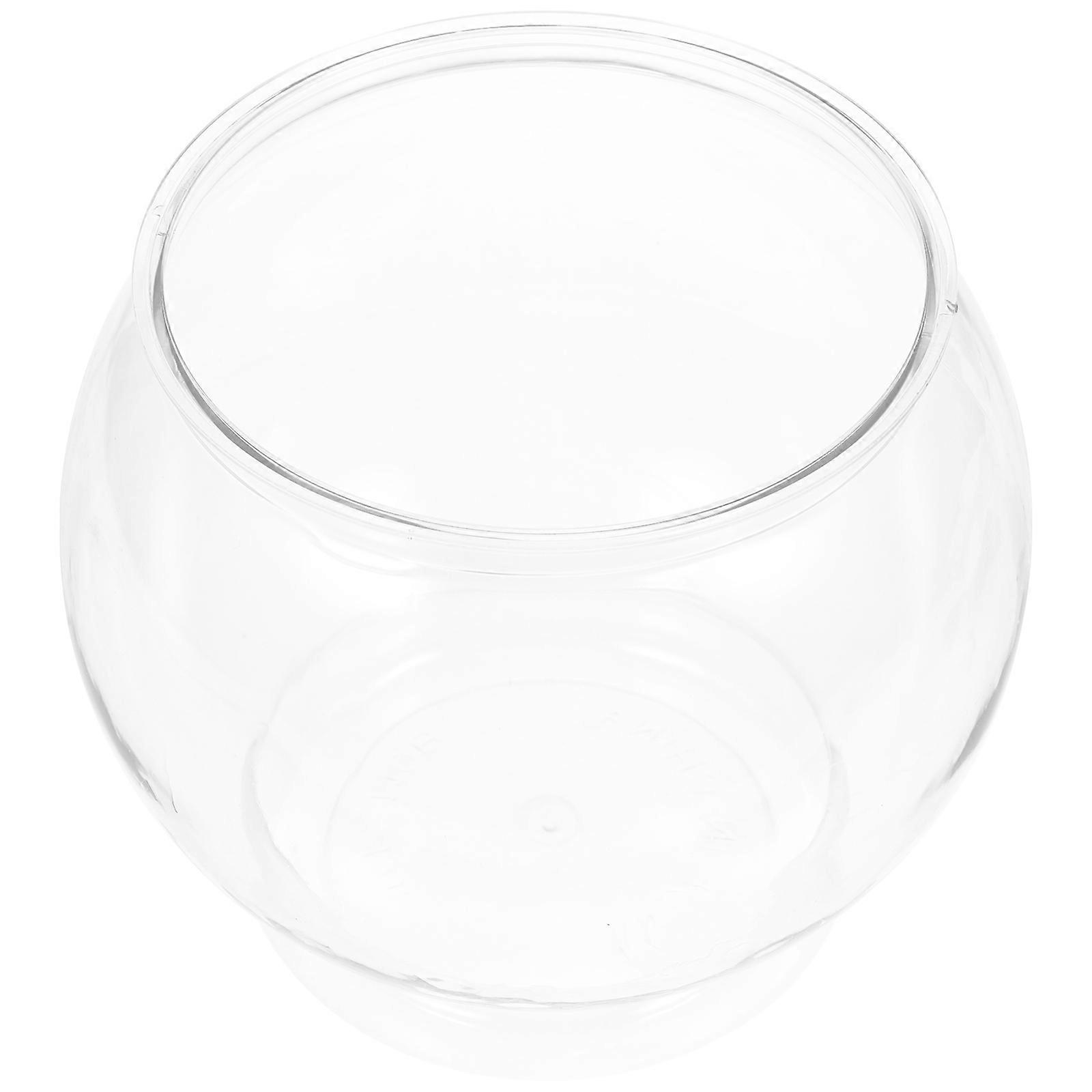 Plastic Fish Bowl 2Pcs Transparent for Fish Tank Desktop Clear Round