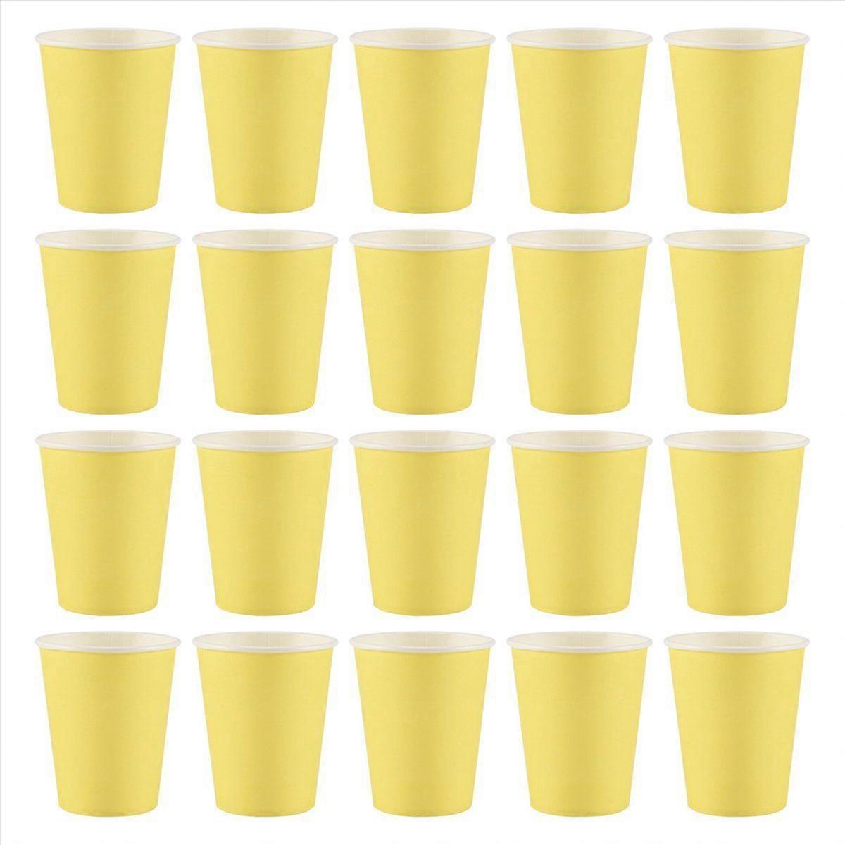 20x Paper Cups Solid Colours Birthday Catering yellow