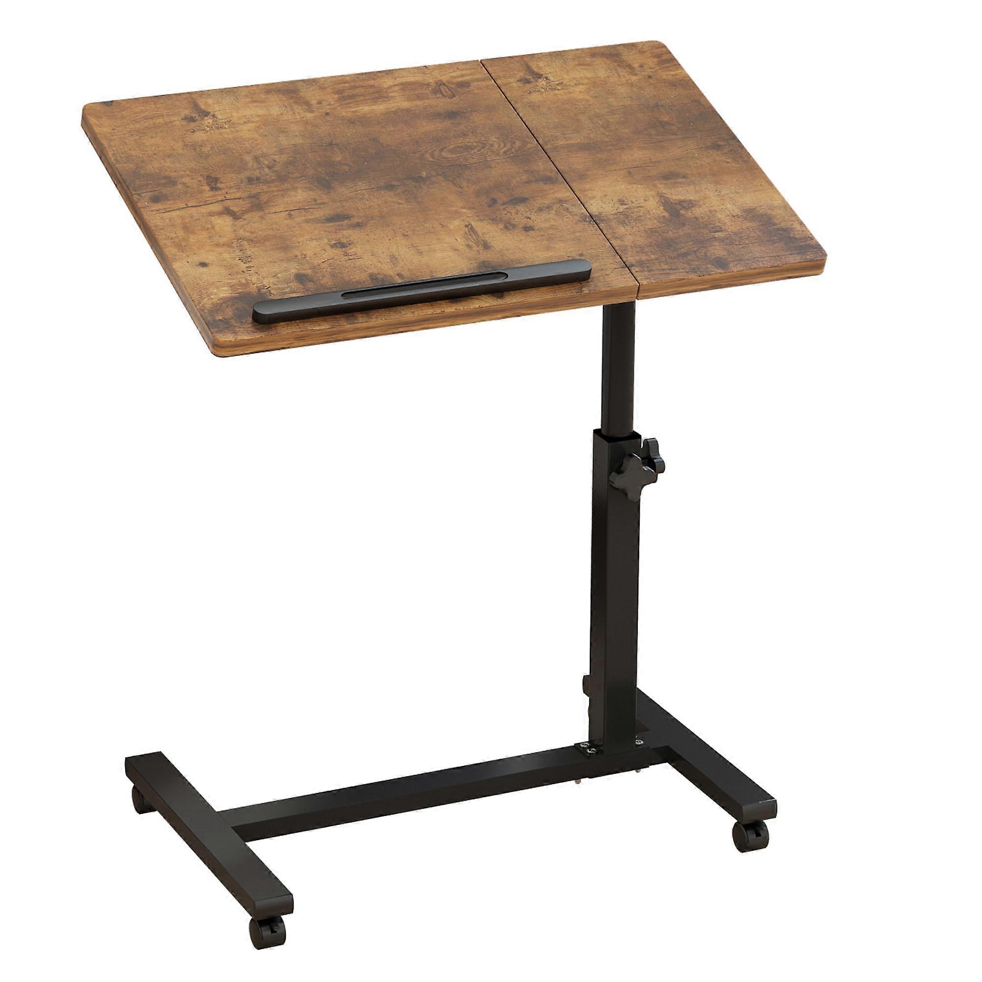 Mobile Overbed Bedside Desk with Wheels, Height Adjustable Tilting Laptop Table
