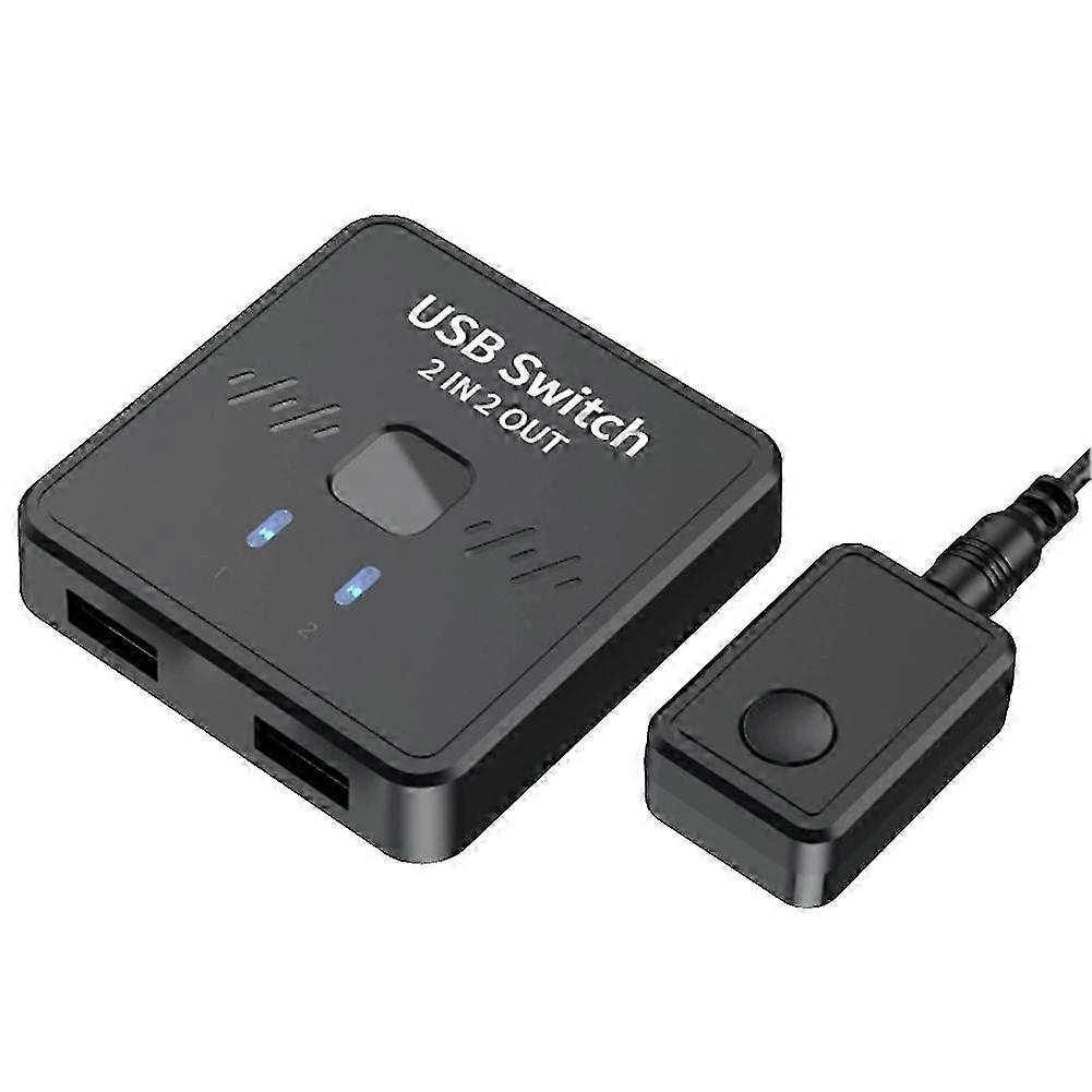 USB Switch 2 in 2 Out, Share Keyboard, Mouse, Printer, Scanner, Webcam Between Two Computers, with External Controller