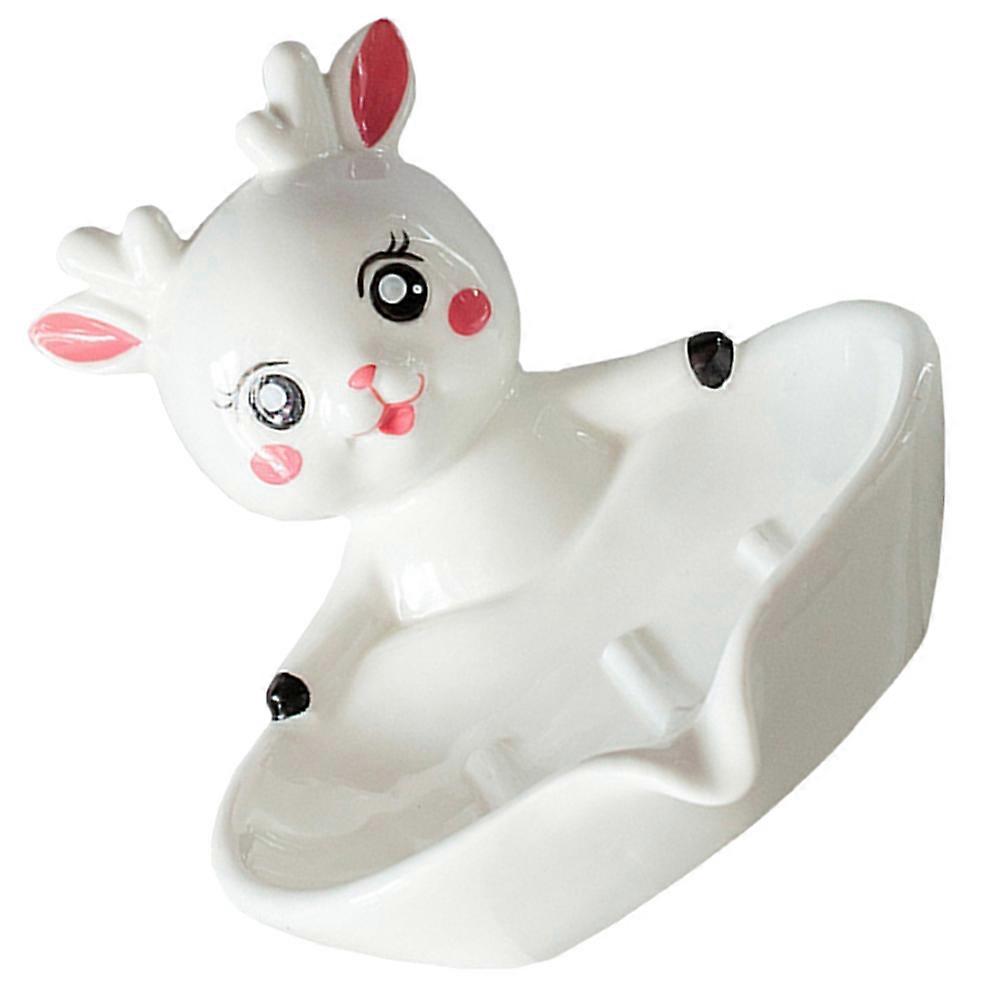 White Ceramic Soap Dish for Kitchen Use with Self-Draining 2Pcs