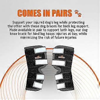 Dog Rear Leg Brace, Canine Rear Hock Joint Support with Reflective Straps for Injury and Sprain Protection, 1 Pair