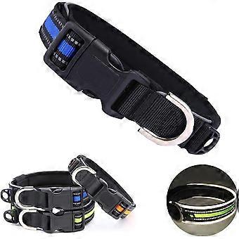 Reflective Dog Collar.Soft Neoprene Padded Breathable Nylon Dog Collar Adjustable for Medium Large Dogs(XL. Blue