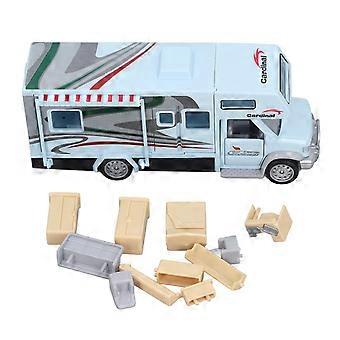 1/32 Kids RV Toy Sound Light Opening Doors Simulation Educational Alloy Motorhome Toy for Children Light Blue