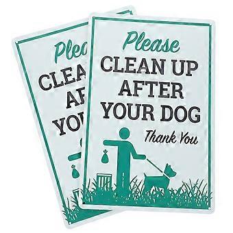 Metal Dog Toilet Warning Sign to Clean Up After Your Dog 6Pcs