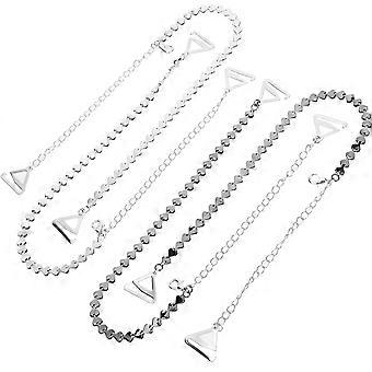 Tirantes de sujetador ajustables antideslizantes para mujer, accesorios de ropa plateados, 40 x 0,5 cm, con diamantes de imitación, 2 pares