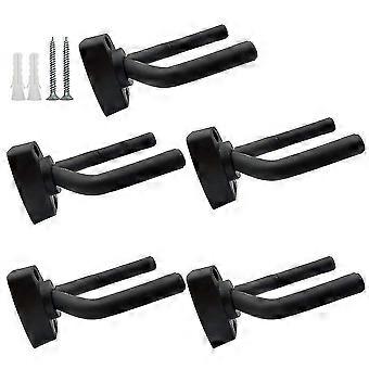 5 Pack Black Guitar Hanger Holder Wall Mount Display With Screws Fits Guitars