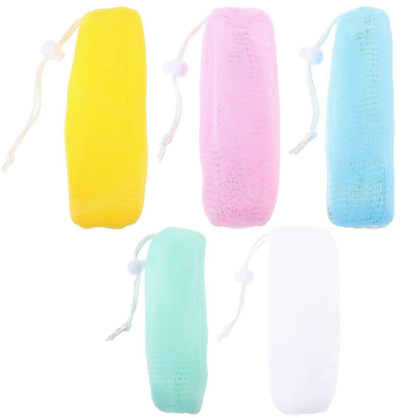 Soap Exfoliating Mesh Pouch | Drawstring Design | Bathroom Use 5Pack 15*6cm