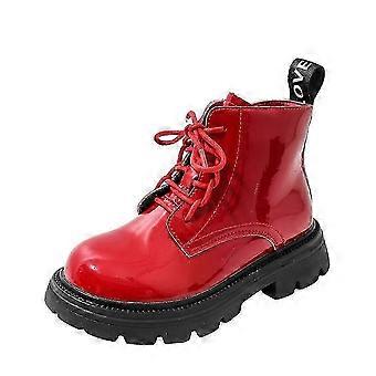 Jongens Meisjes Patent Combat Boots Lace Up Side Rits Enkel Laarsjes