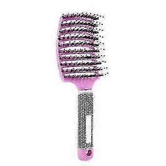 SHU-0224 Geventileerde, gebogen haarborstel met varkenshaar en nylon pinnen, voor ontwarren en hoofdhuidmassage
