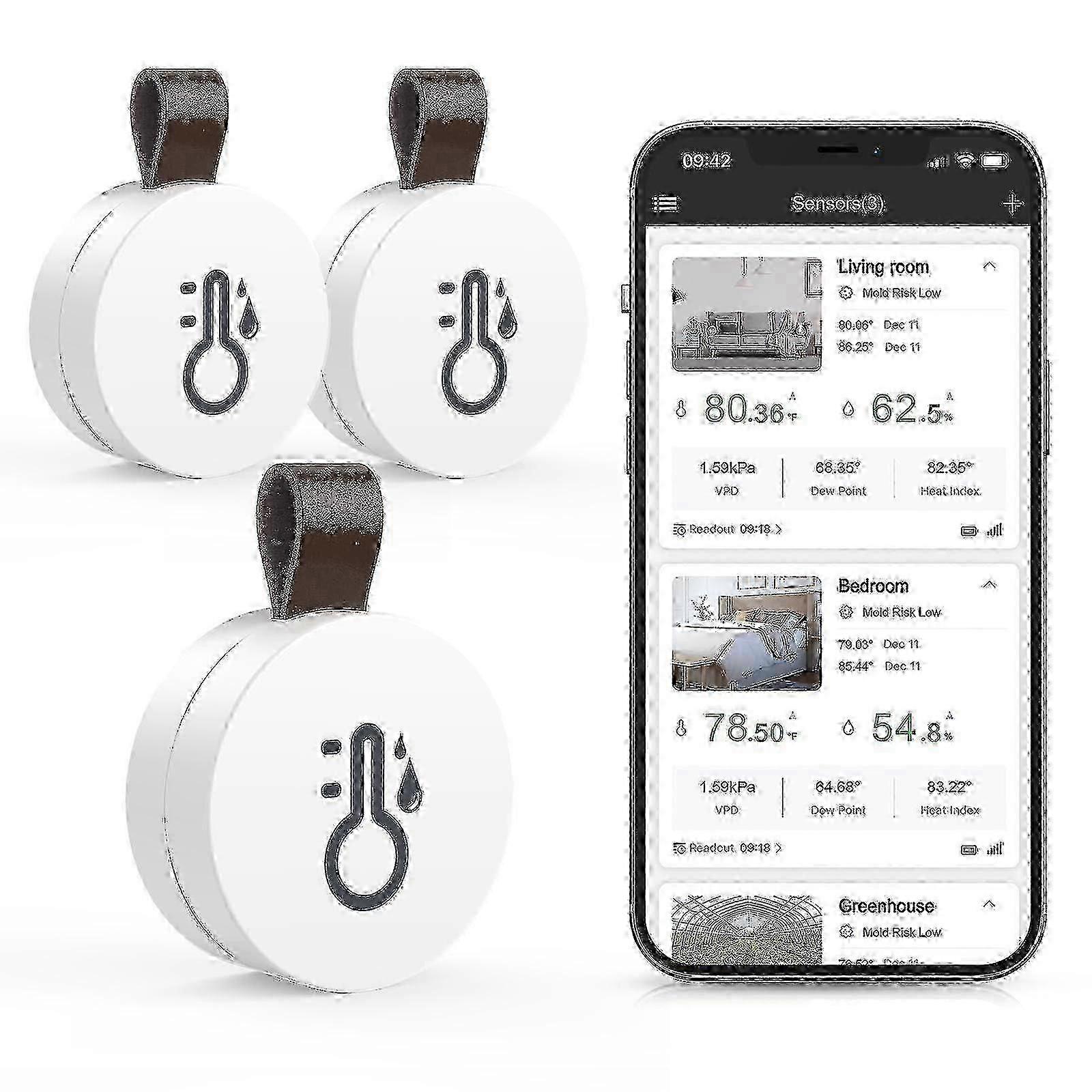 Bluetooth Thermometer Hygrometer Wireless Mini Thermohygrometer with Smart Sensor App Data Logger