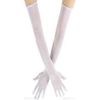 Guantes delicados de manga larga para mujer, finos, elásticos, transpirables y transparentes, ideales para bodas, eventos nocturnos y atuendos casuales. Color blanco.