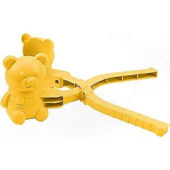 Outdoor Snowball Fighting for Kids Bear-Shaped Snowball Maker Tool with Mold Clip | Yellow, Large
