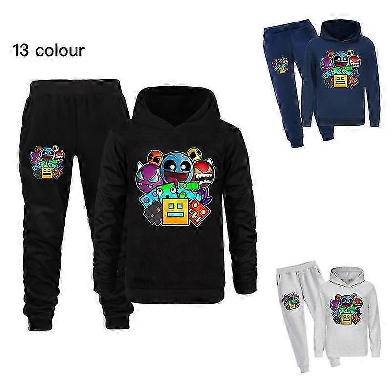 Conjunto de suéter e calça Geometry Dash Primavera/Outono para meninos e meninas