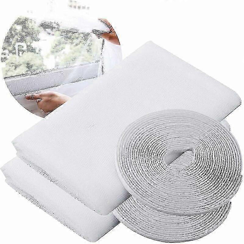 Mosquito Net for Windows, Self-Adhesive Fly Screen Protector with Adjustable Size & 5 Reusable Strips