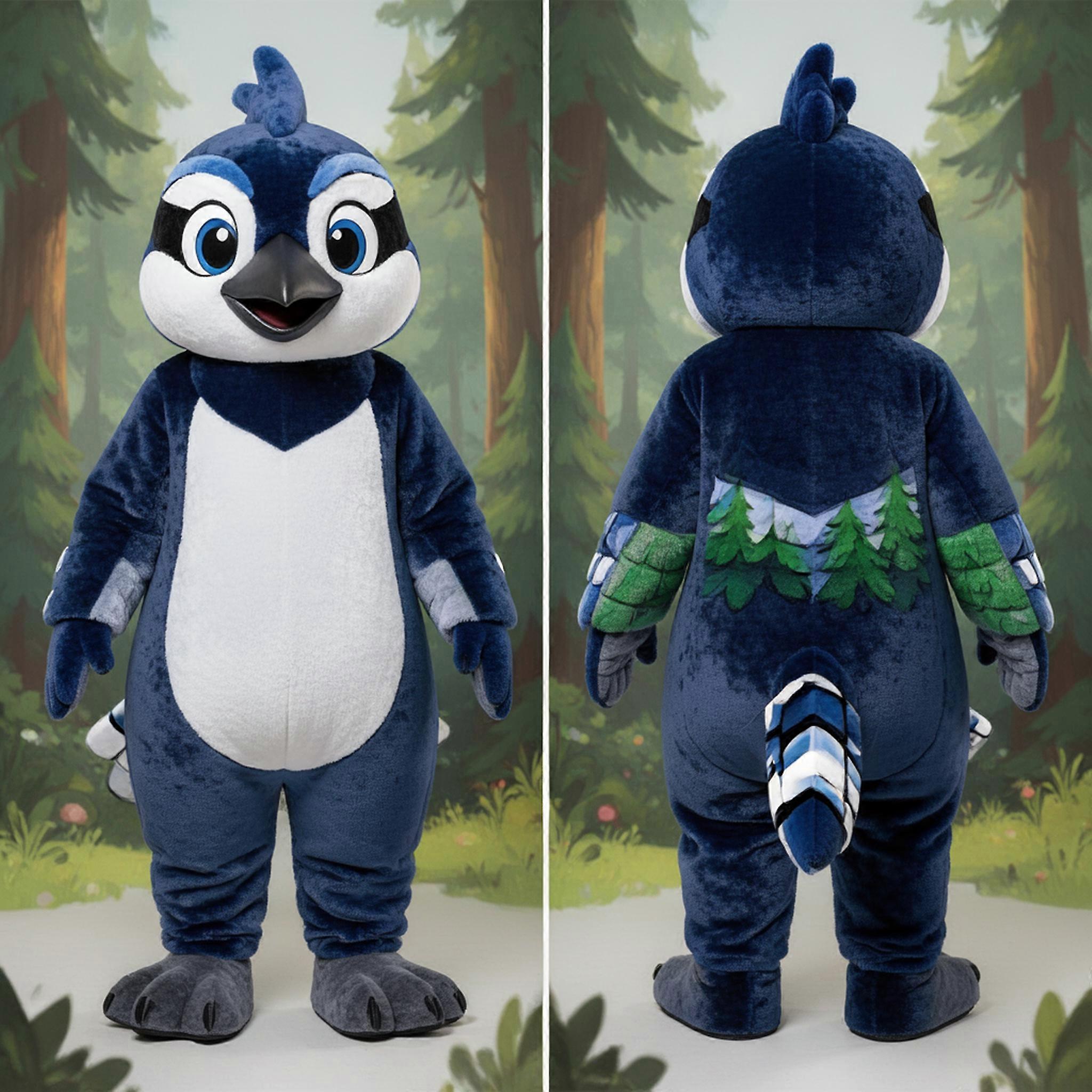 MASTICOT Navy Blue Feathered Blue Jay Mascot
